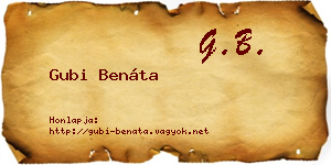 Gubi Benáta névjegykártya